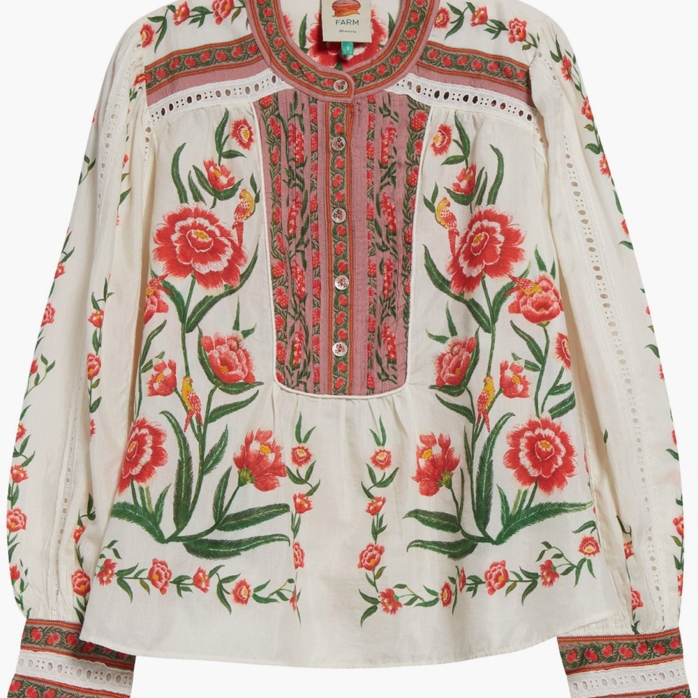 FARM Rio Off-White Ainika Delicate Blouse NWT Small